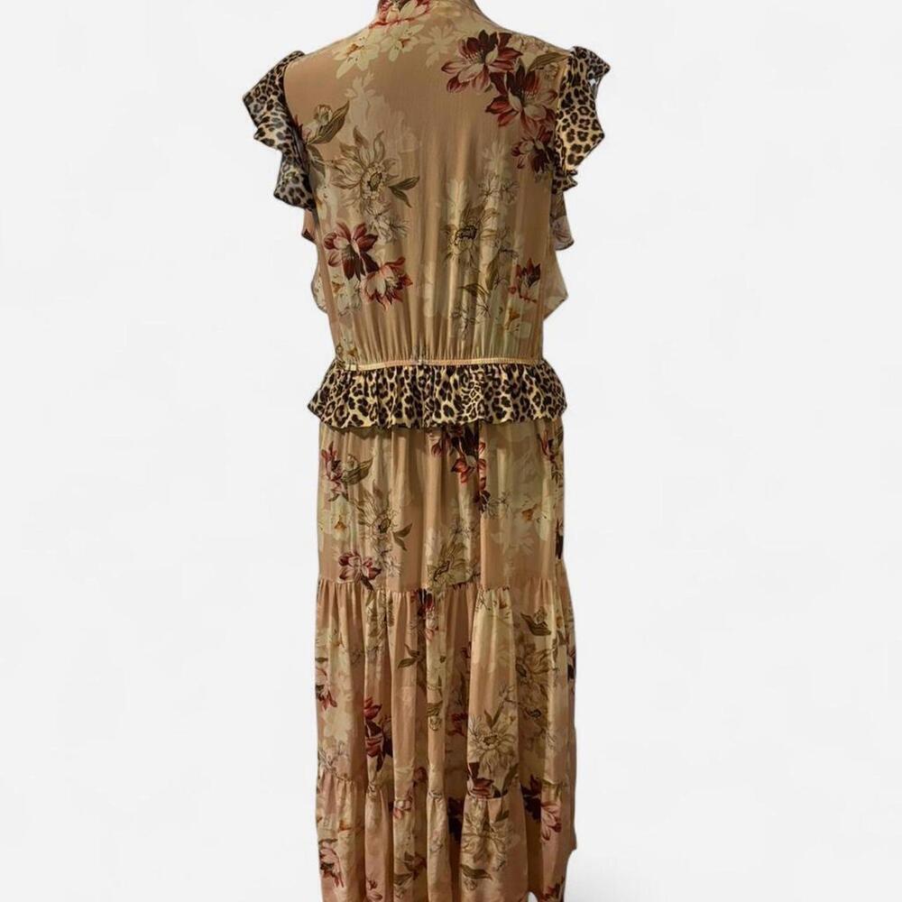 Anthropology Kachel silk floral and animal print maxi dress Size 10 - Picture 6 of 7